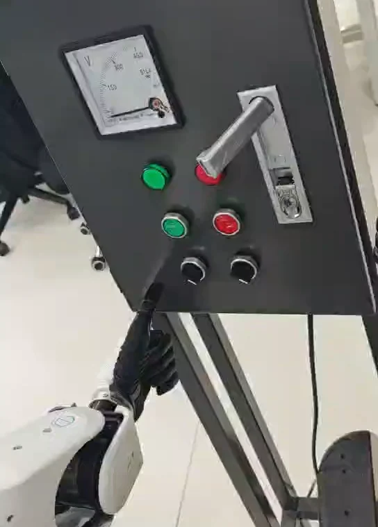 Robot hand pushing the cabinet door nearly shut